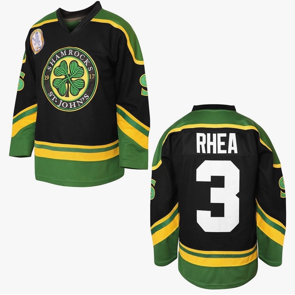 St. John's Shamrocks Black & Green Hockey Jersey with Number 3